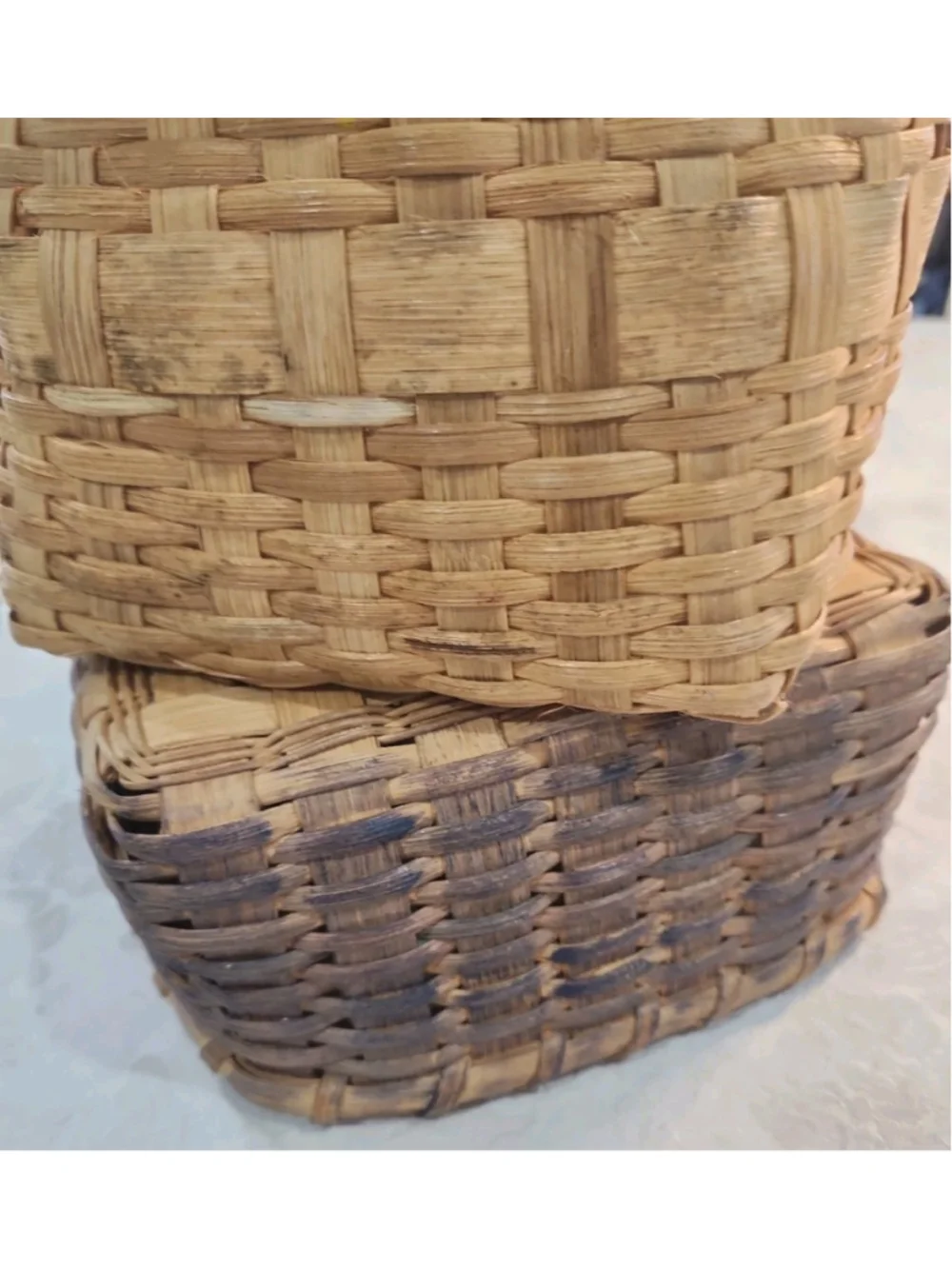 2 Split Wood Baskets, Farmhouse Decor